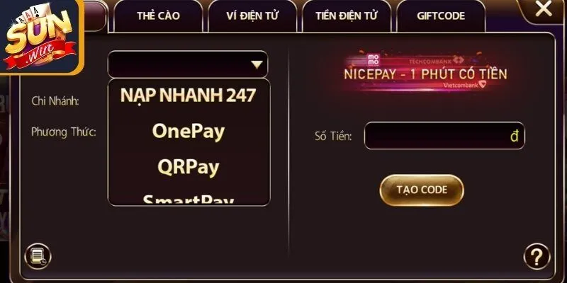 Các bước nạp tiền Sunwin chuẩn xác cho người chơi