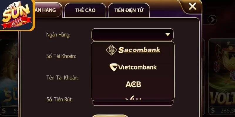 Thao tác thực hiện rút tiền Sunwin an toàn, hiệu quả